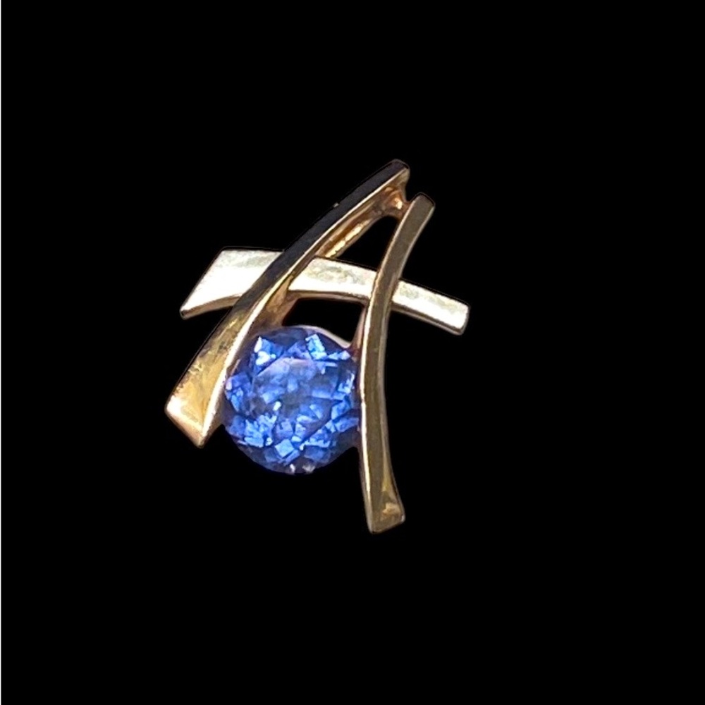 14K Solid Gold “STRELL” Slide Pendant - Two-Tone Yellow White Gold - Vintage.
